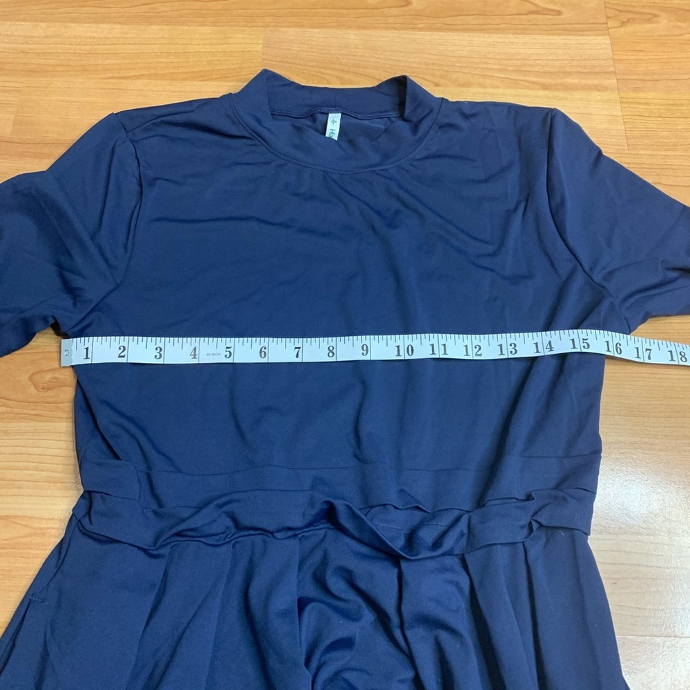 NWT Halara Navy Blue Mock Neck Long Sleeve Maxi Dress with Pockets - Large - Picture 9 of 10